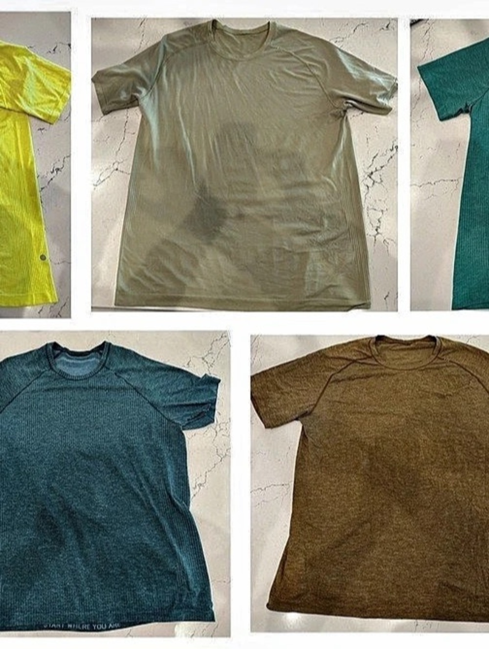 Lot of 5 Lululemon Metal Vent Tech Short Sleeve Shirts Men's XL Yellow Green